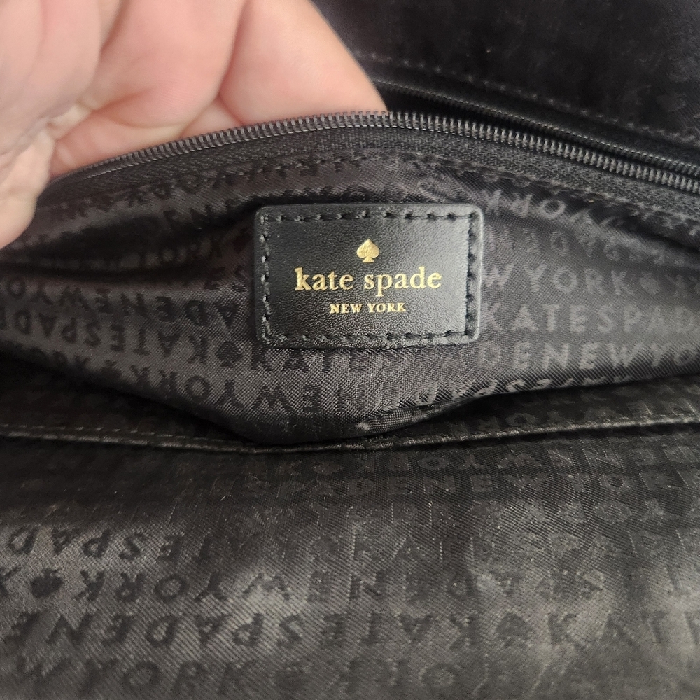 Kate Spade Crossbody Domed Purse Black And Pink Striped Saffiano Leather Wrislet - Picture 8 of 16